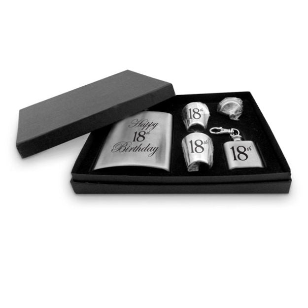 HIP FLASK SET 18TH 5PC SET