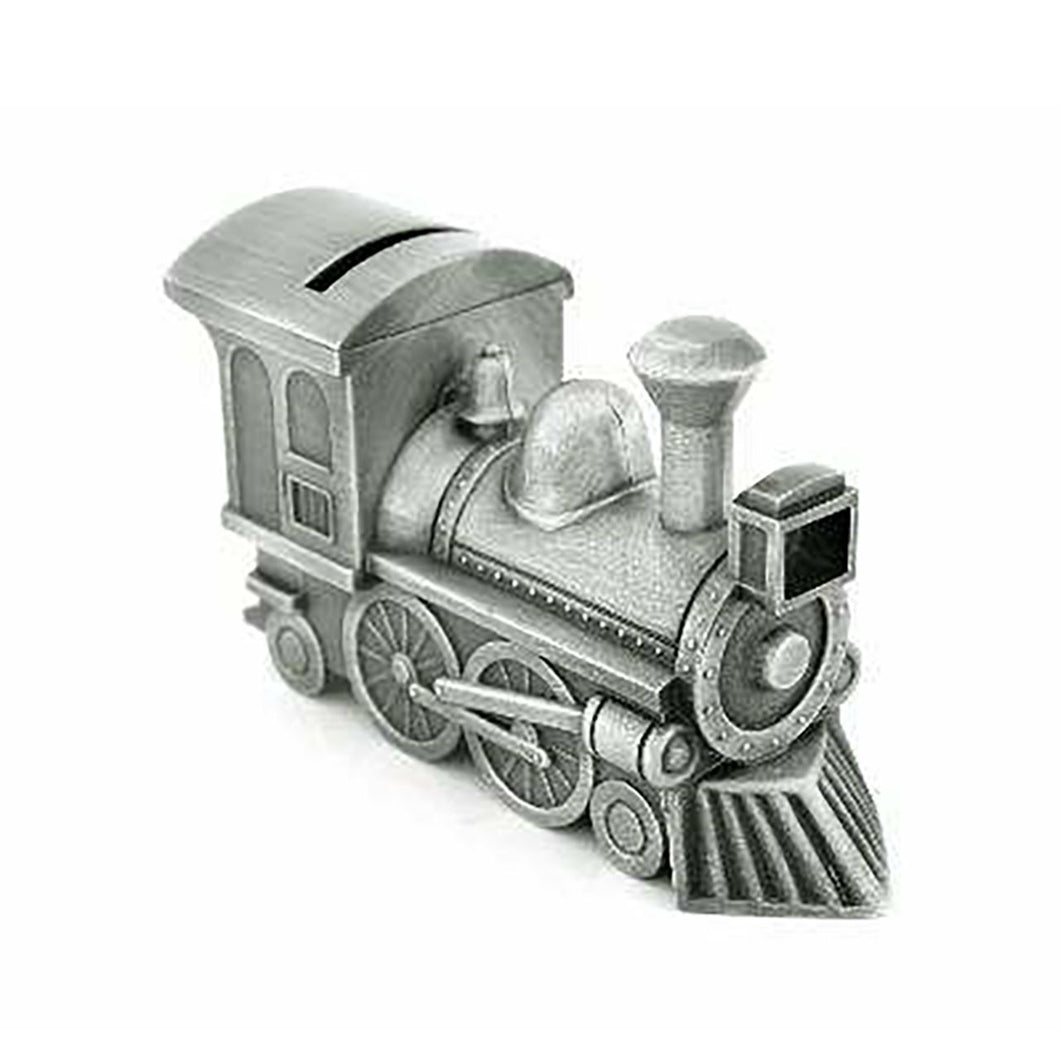 PEWTER PLATE TRAIN MONEY BANK