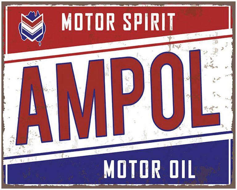 Plaque Glass Ampol Motor Oil 25cm x 20cm