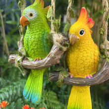Load image into Gallery viewer, Colourful Green and Yellow Parrot on a Branch Hanging decoration
