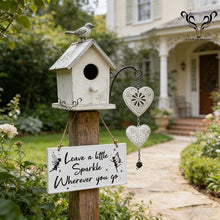 Load image into Gallery viewer, Welcome to my fairy garden hanging sign ( Leave a little sparkle )
