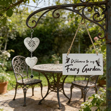 Load image into Gallery viewer, Welcome to my fairy garden hanging sign ( Leave a little sparkle )
