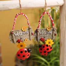 Load image into Gallery viewer, Ladybug Welcome sign hanging
