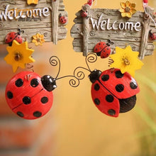 Load image into Gallery viewer, Ladybug Welcome sign hanging

