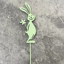 Load image into Gallery viewer, Metal Green Bunny Stick Decoration
