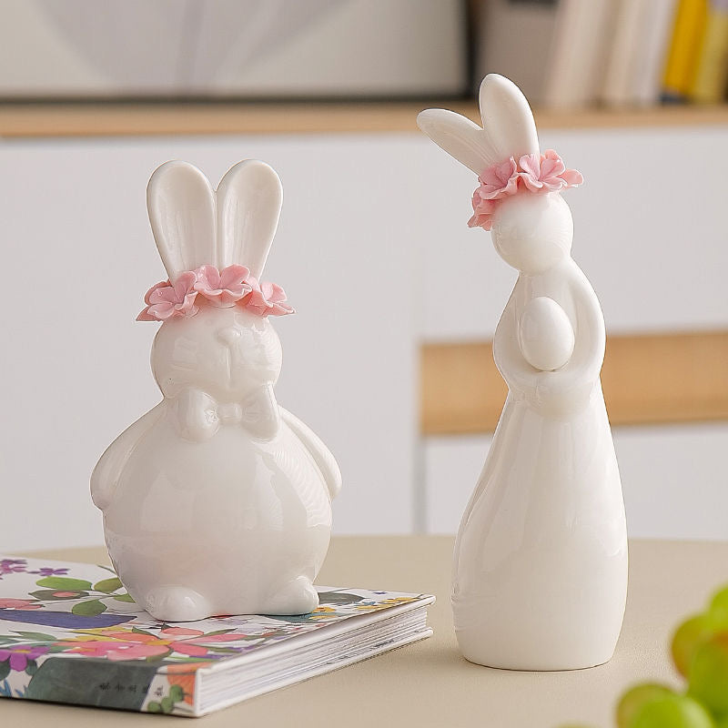 Bunny decor with Pink Flower Crown