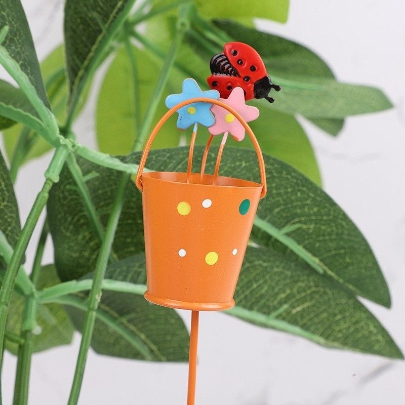 butterfly ladybug & bucket garden decorator