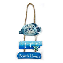 Load image into Gallery viewer, Hanging Beach House Fish Sign
