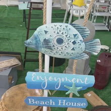 Load image into Gallery viewer, Hanging Beach House Fish Sign
