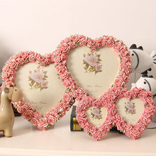 Load image into Gallery viewer, Pink Rose Heart Shaped Photo Frame
