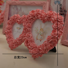 Load image into Gallery viewer, Pink Rose Heart Shaped Photo Frame
