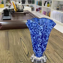 Load image into Gallery viewer, White or Blue Vase with Wave rim
