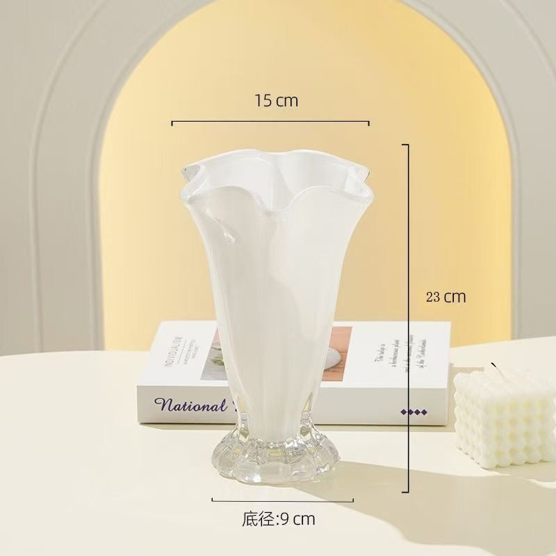 White or Blue Vase with Wave rim