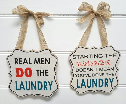 Laundry signs with ribbon