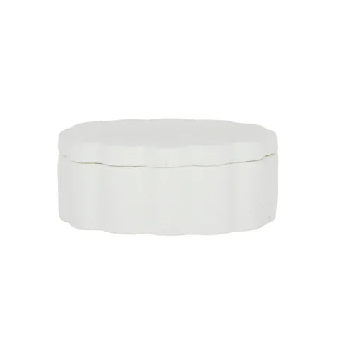 MAHA CERAMIC TRINKET BOX 12X8X5CM WHITE#