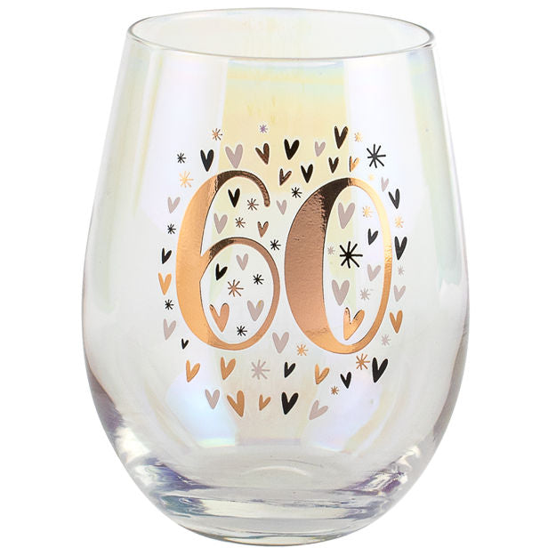 RAINBOW PASTEL/GOLD STEMLESS WINE