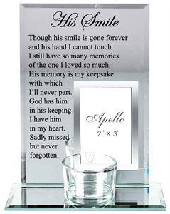 HIS SMILE...CANDLE HOLDER