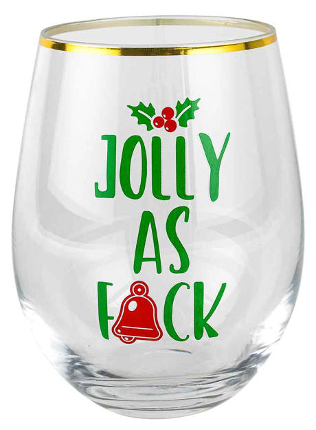 NOVELTY CHRISTMAS STEMLESS JOLLY AS F**K