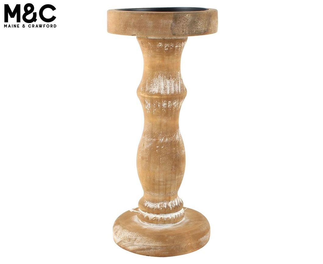 Idra Natural Wooden Candle Stick 32x14cm