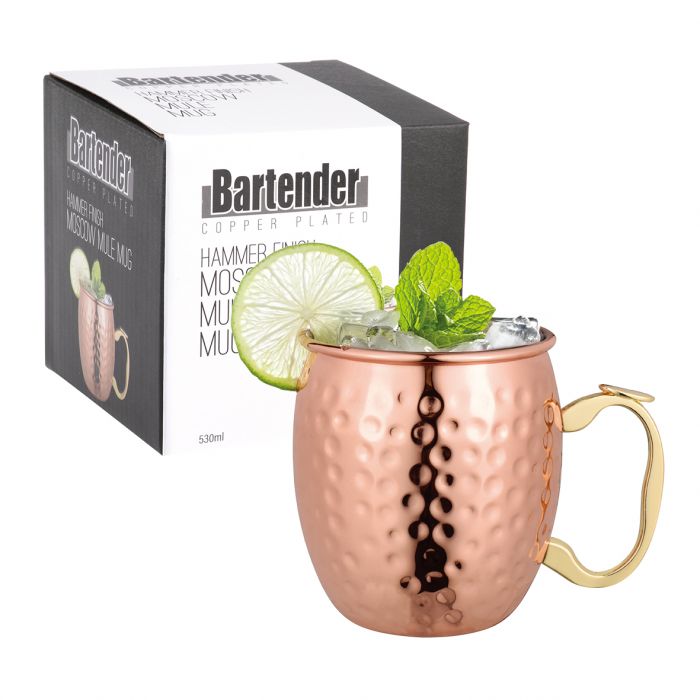 BARTENDER MOSCOW MULE MUG COPPER PLATED 530ML - HAMMER FINISH