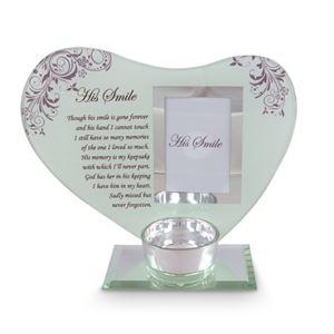 HIS SMILE HEART CANDLE HOLDER