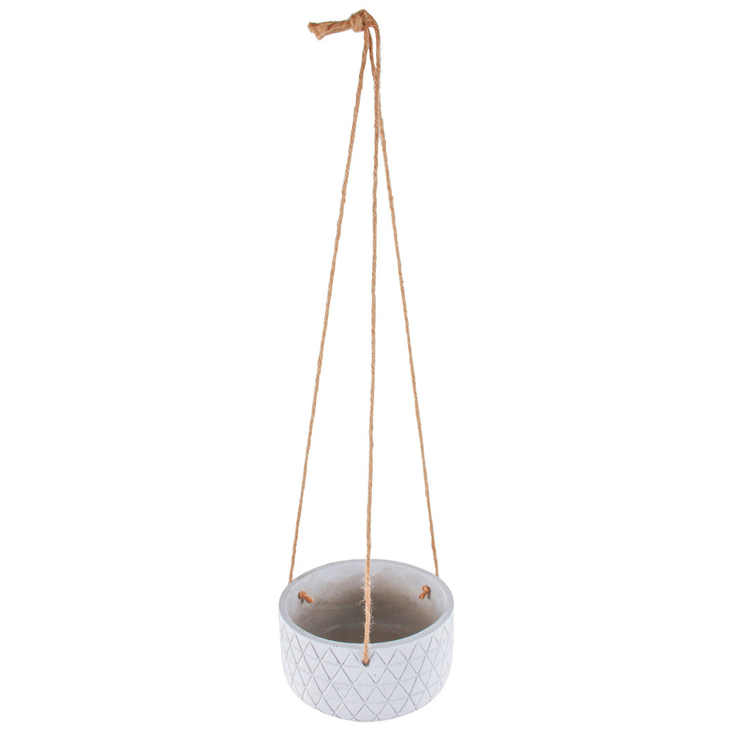 Destiny Cement Hanging Planter Bowl, Small, White