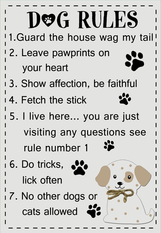 Dog Rules Sign 35x24cm