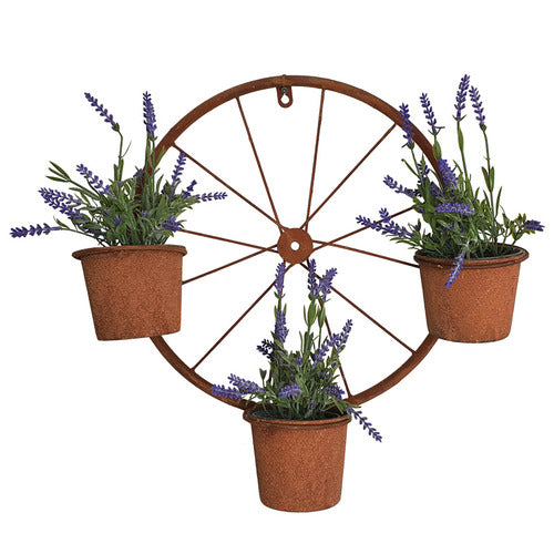 Iron Wheel Wall Flower Pot