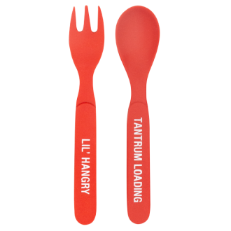 BAMBOO CUTLERY SET: TANTRUM + LIL HANGRY (RED)