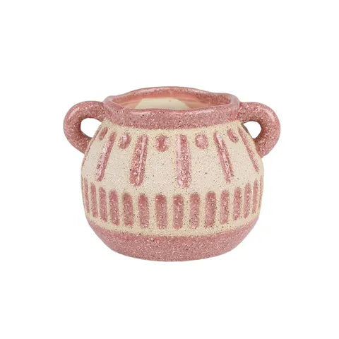 PAOLA CER URN POT 14X10CM SAND/DK NUDE#