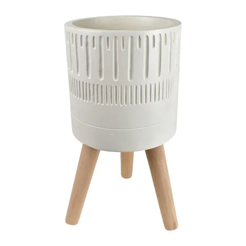 KHARI COMPOSITE POT W/LEGS 22X42CM-IVORY