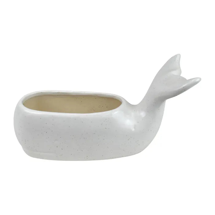 WALTER WHALE CER PLANTER 26.5X14CM-WHT*