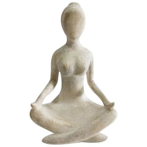 YOGA LADY RESIN SCULPTURE 12X21CM- WHITE