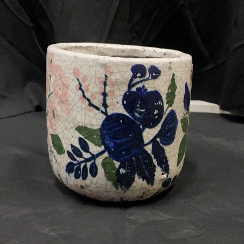 Floral Ceramic Pot BLue/Green