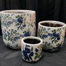 Load image into Gallery viewer, Floral Ceramic Pot BLue/Green
