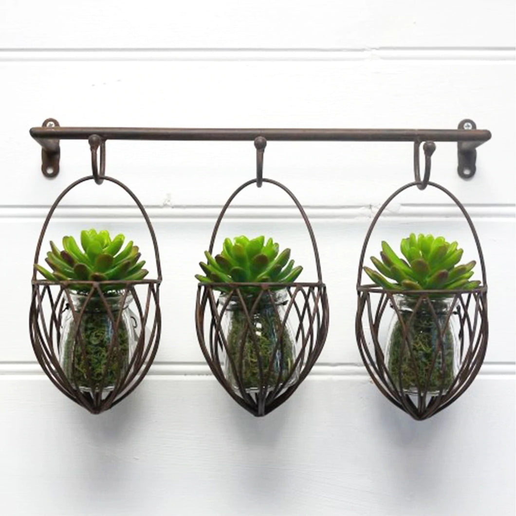 Rustic 3 basket wall planter