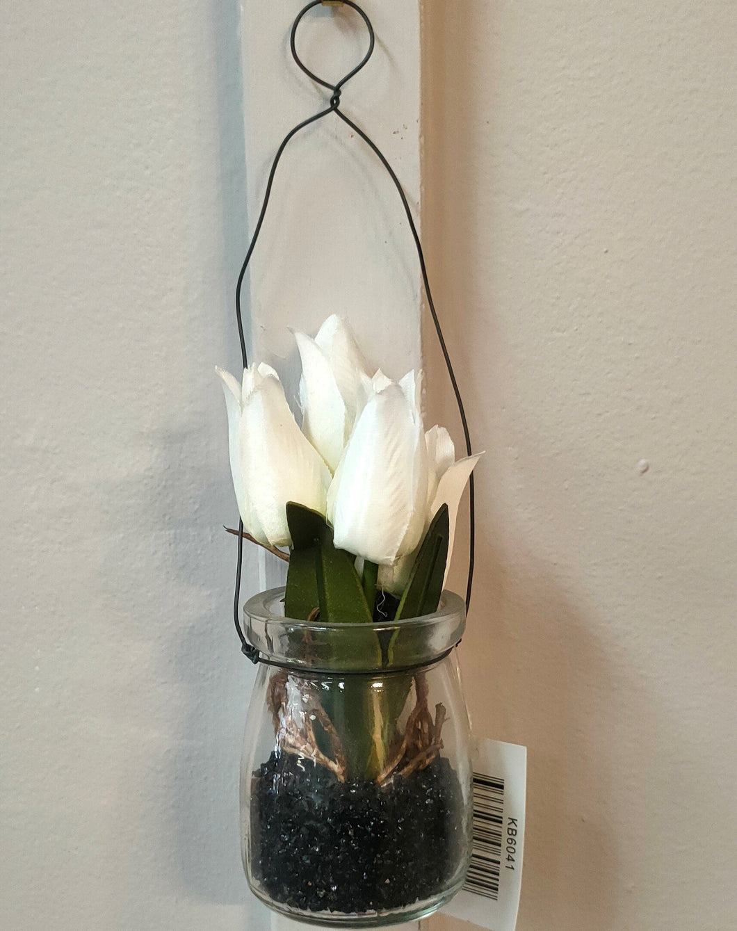 Hanging Tulips in Milk Bottle