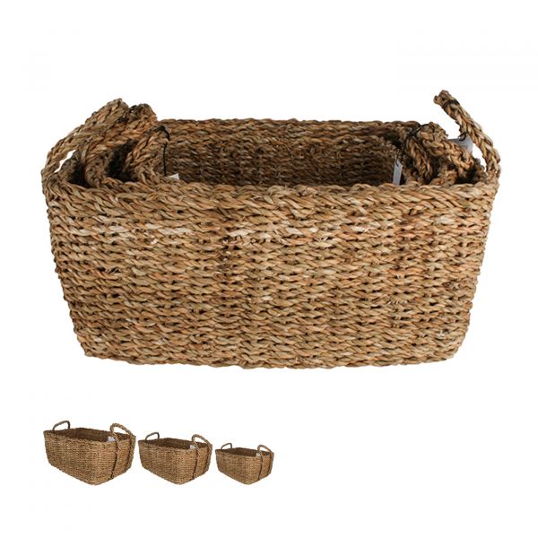 Bribie Seagrass Rectangle Basket with Handle